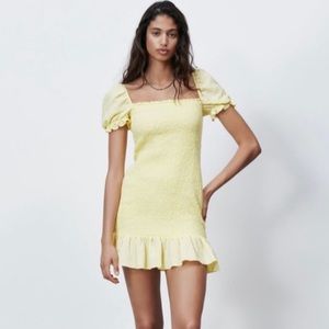 Zara Yellow Dress with Puffy Sleeves